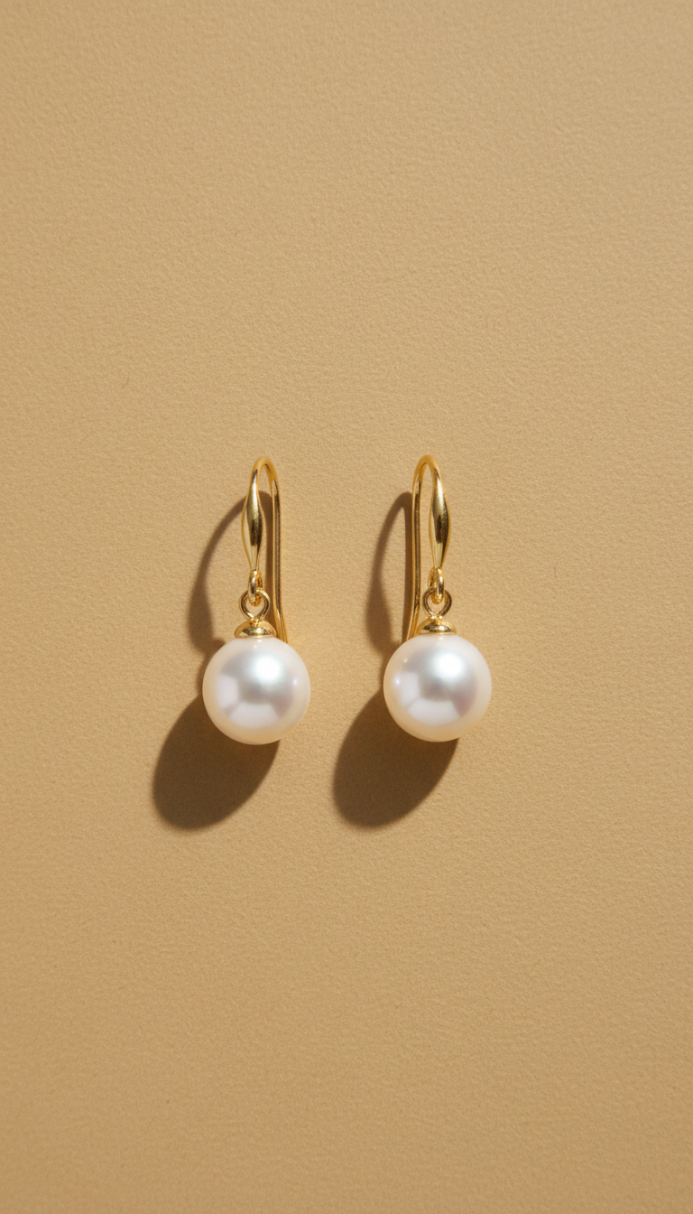 Pearl drop earrings with delicate gold hooks