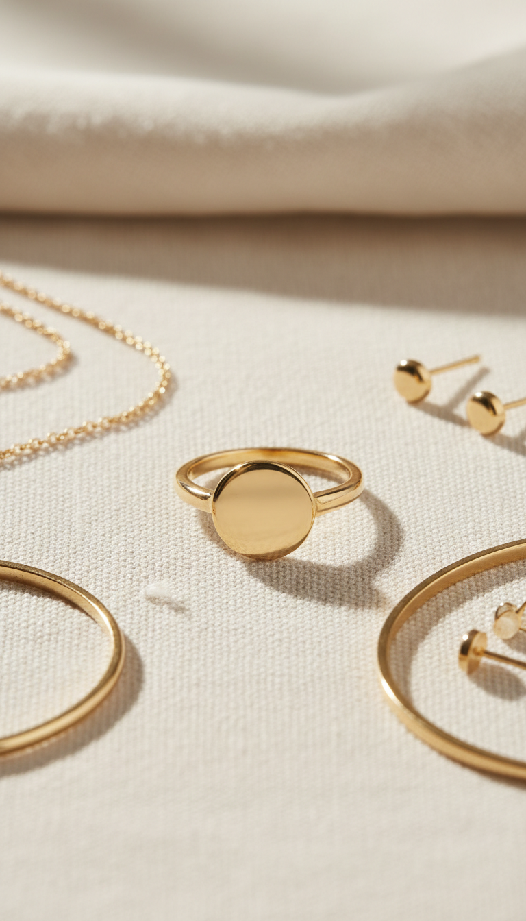 Minimalist Gold Signet Ring with Tapered Band