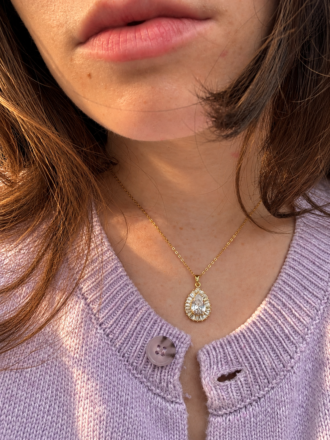 Gold Crystal Pendant Necklace product photo 2