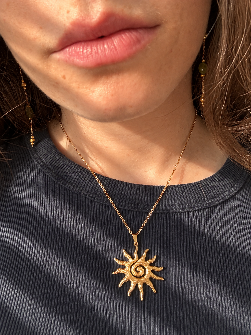 Asteria Necklace Gold worn