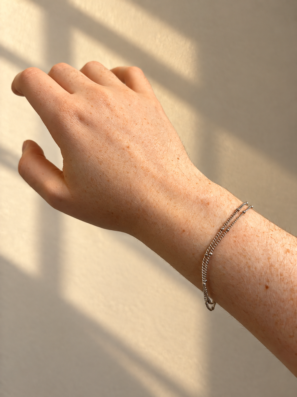 Bavella silver layered bracelet worn