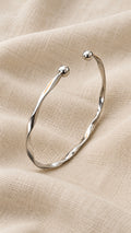 Briella Bracelet silver twisted cuff with ball ends