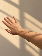 Briella Bracelet silver cuff worn on wrist