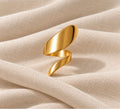 Ondina Ring Gold sculptural wave adjustable ring