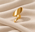 Ondina Ring Gold sculptural wave adjustable ring