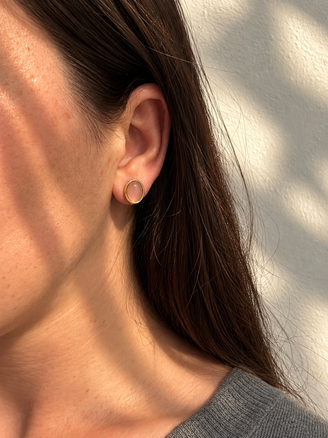 Rosella Earrings – pink oval earrings detail