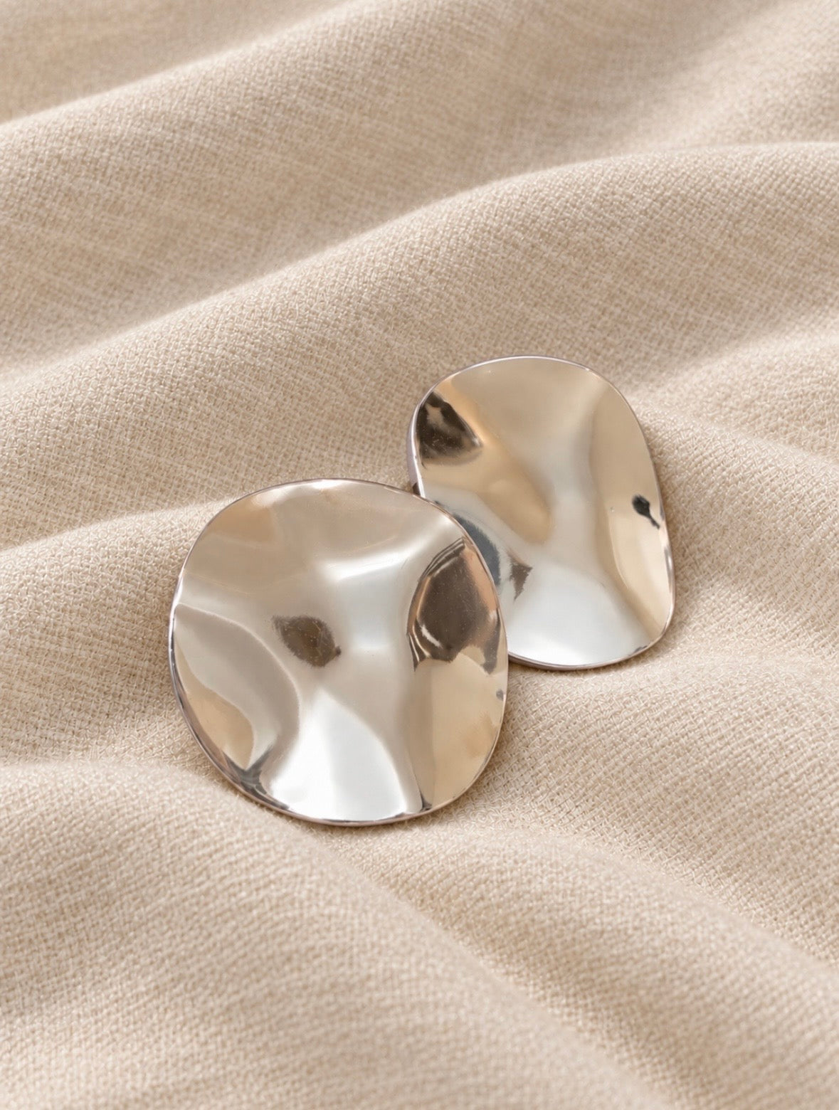 Savia Earrings silver sculptural broad stud earrings