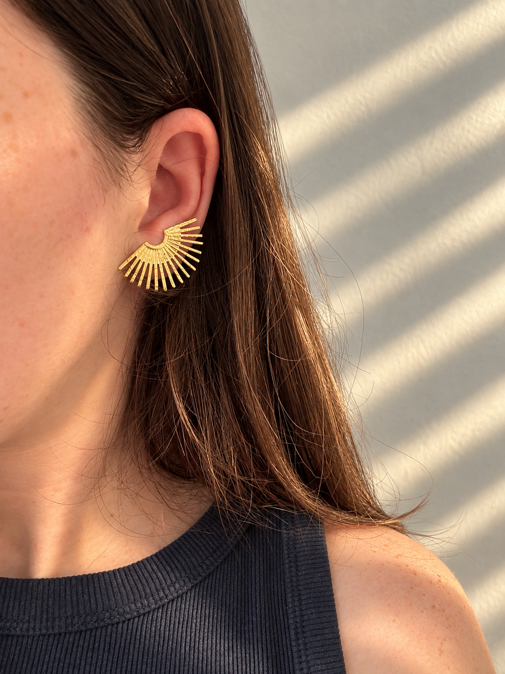 Soleil Earrings Gold worn